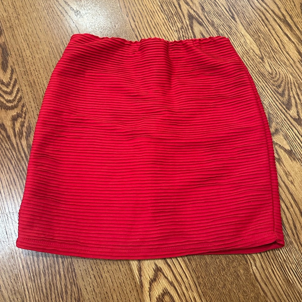 Red Ribbed Women's Skirt